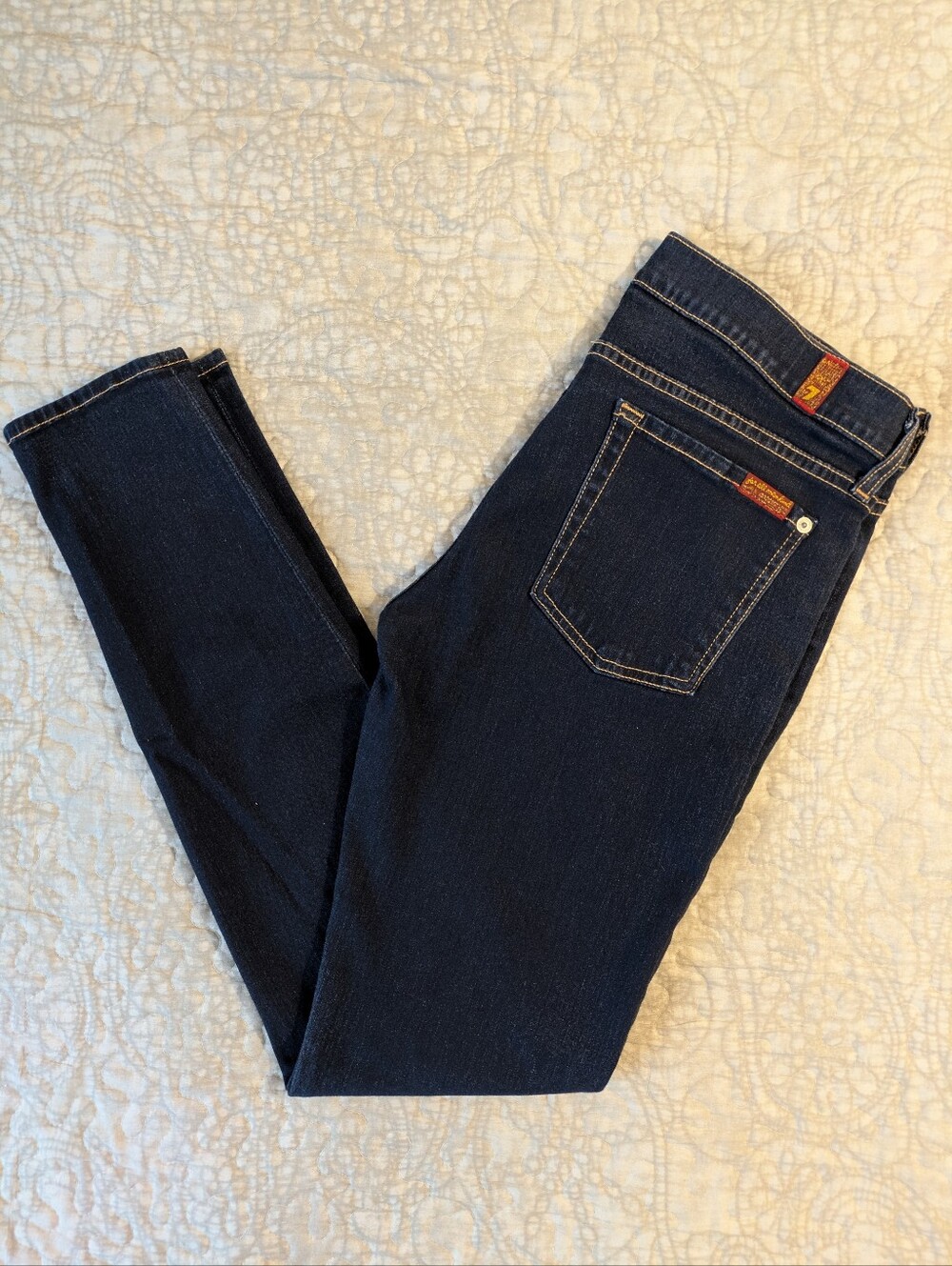 7 For All Mankind Dark Indigo Skinny Jeans with Slim Fit